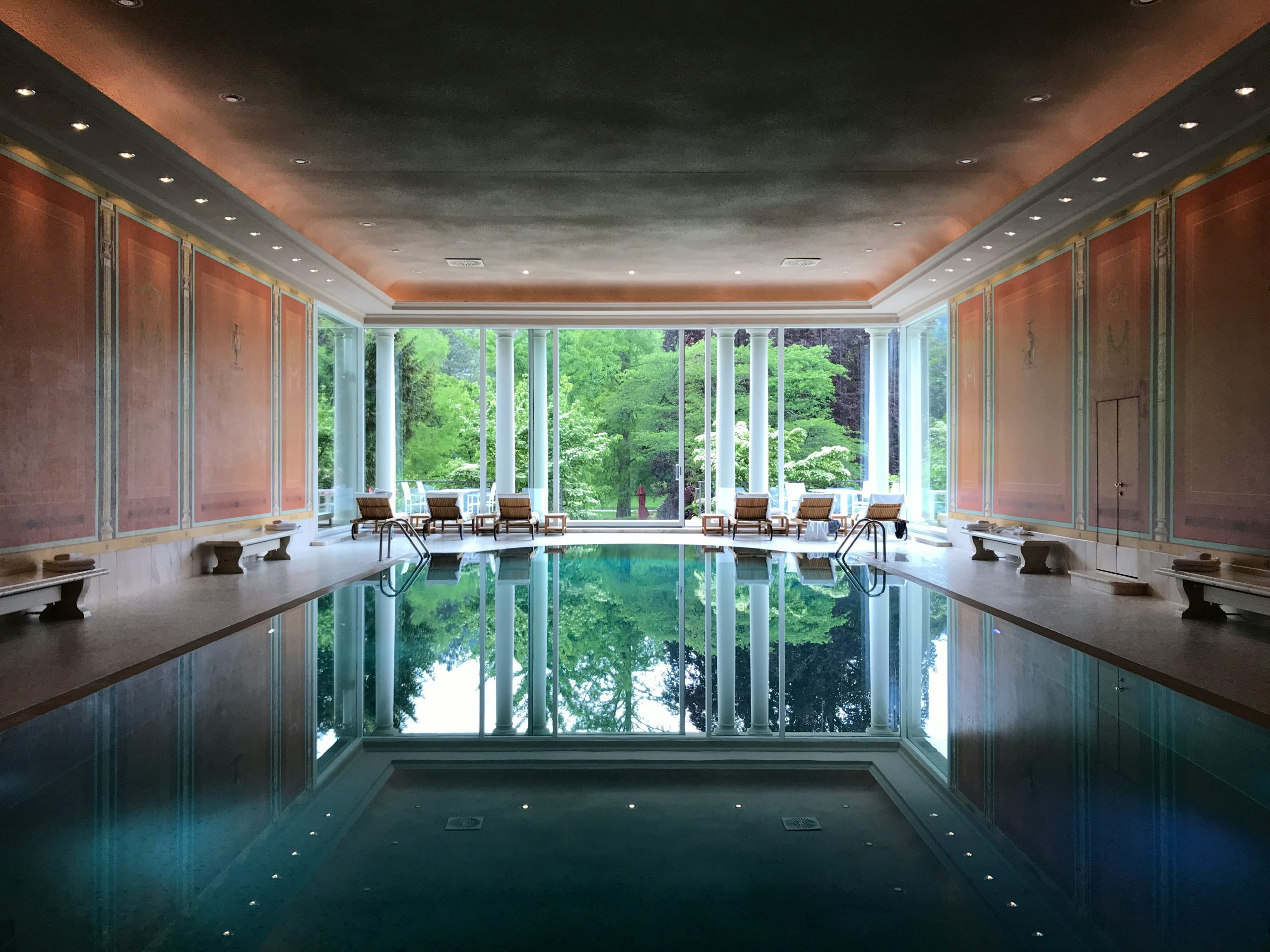 Upscale indoor pool environment